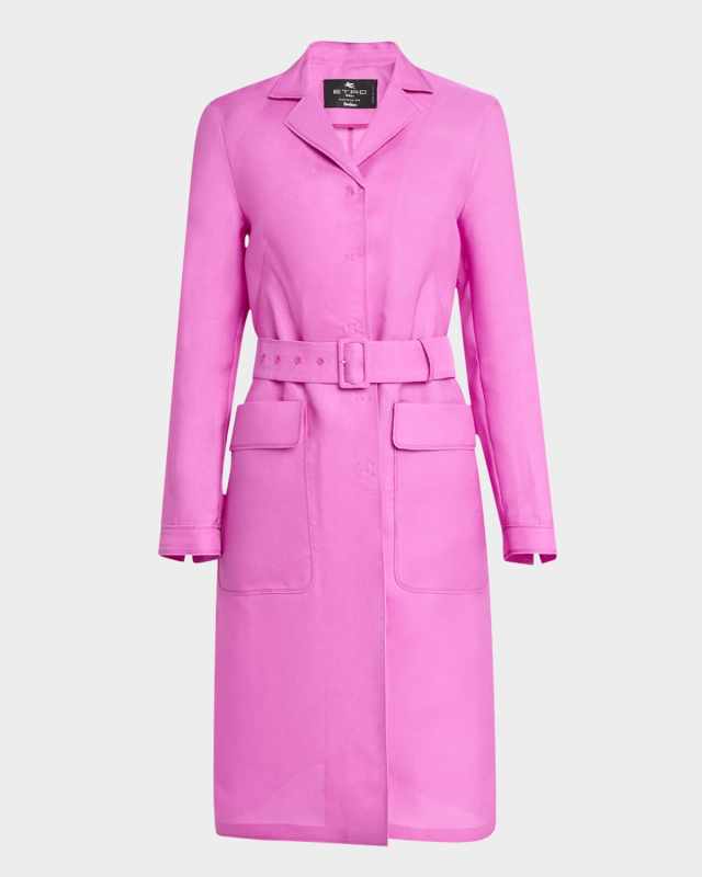 Silk Organza Belted Trench Coat